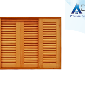 Janela veneziana de correr de madeira